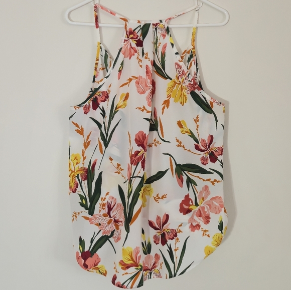 Emery Rose 1XL Floral Halter Top Surplice Wrap Front Boho Tropical Summer Blouse - Picture 7 of 13